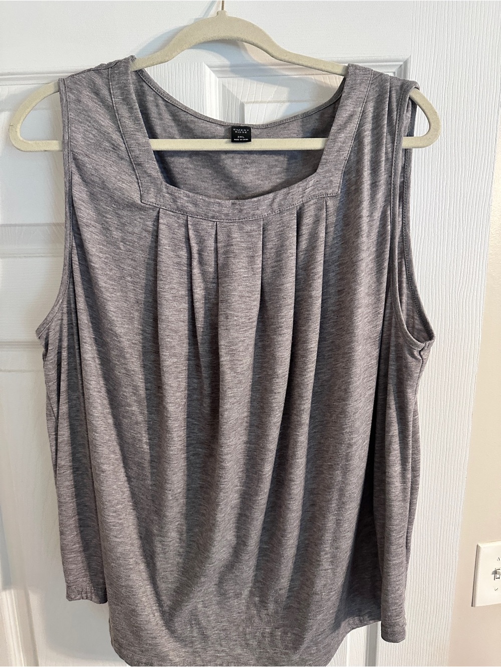 Sleeveless Pleated Scoop Neck Top - Gray